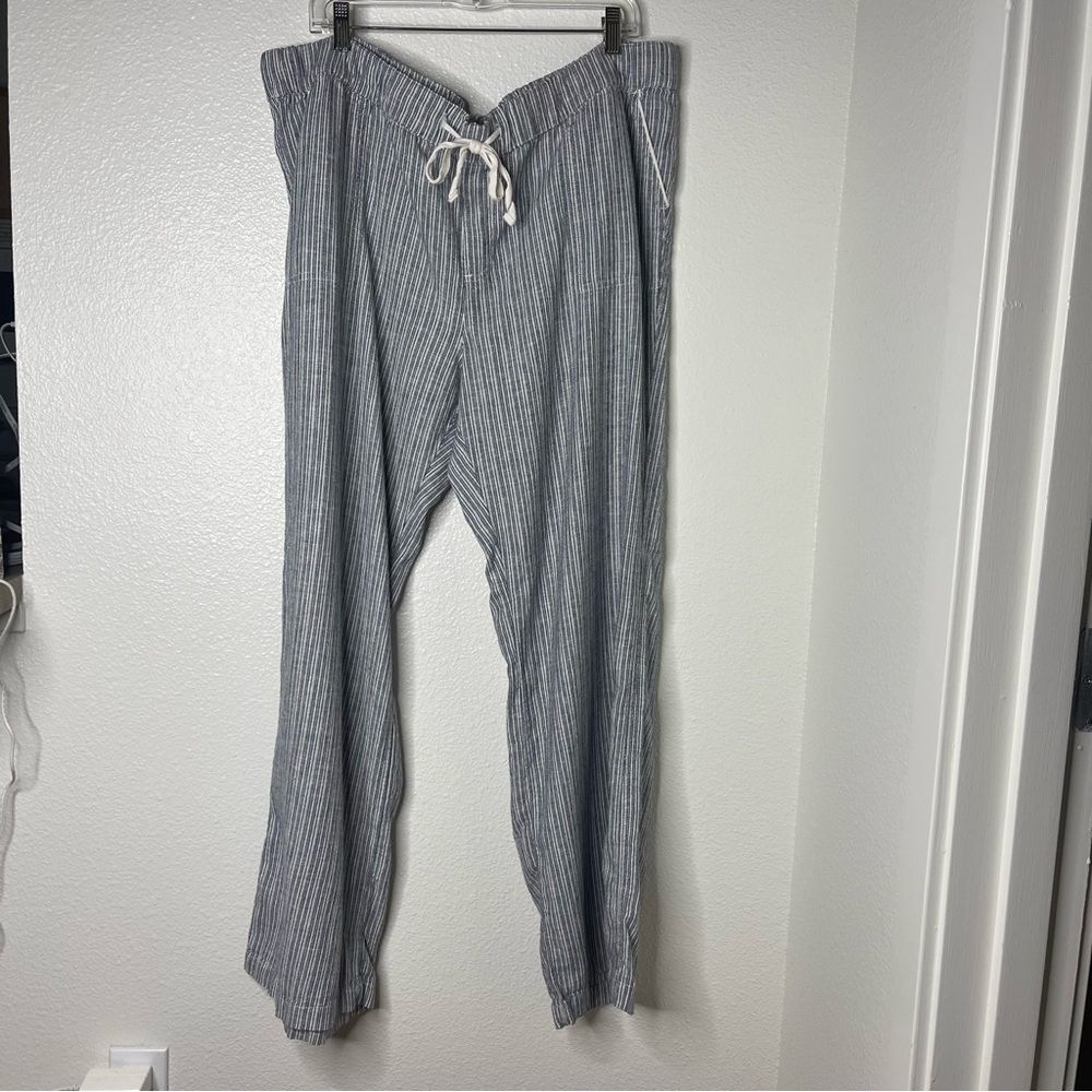 Caslon Size 1x Lightweight Beach Summer Pants Vacation Striped White Blue
